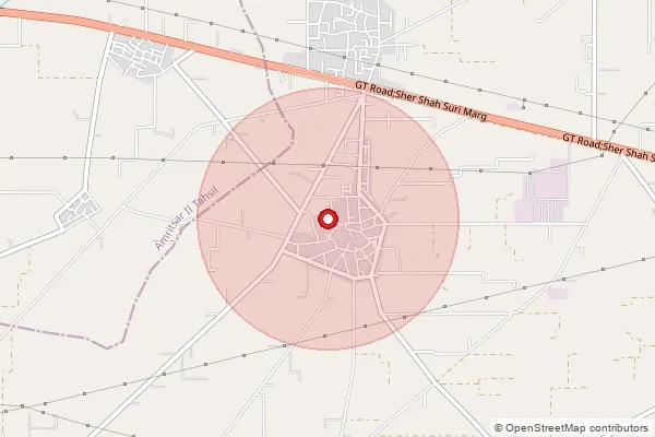 Map showing approximate area covered by Pincode 143149 — Tangra Bo, Amritsar