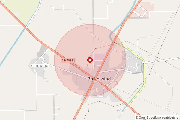 Map showing approximate area covered by Pincode 143303 — Bainka Bo, Tarn Taran