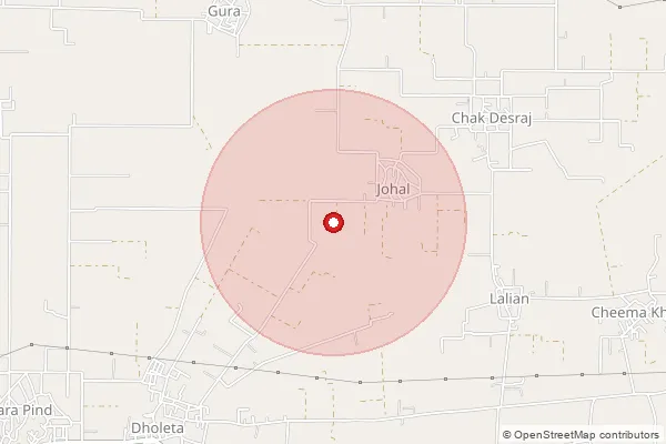 Map showing approximate area covered by Pincode 143407 — Behal Bo, Tarn Taran