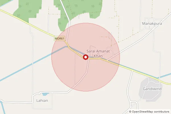 Map showing approximate area covered by Pincode 143414 — Naushhra Dhalla Bo, Tarn Taran