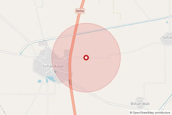 Map showing approximate area covered by Pincode 143416 — Bahmniwala Bo, Tarn Taran
