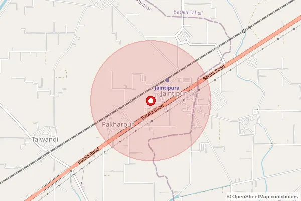 Map showing approximate area covered by Pincode 143502 — Jethuwal Bo, Amritsar