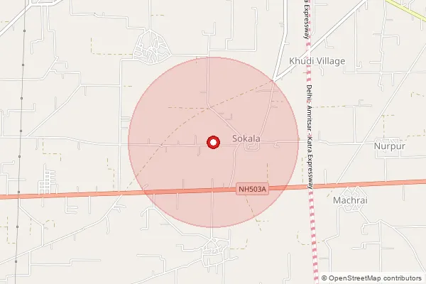 Map showing approximate area covered by Pincode 143515 — Cheema Khudi Bo, Gurdaspur