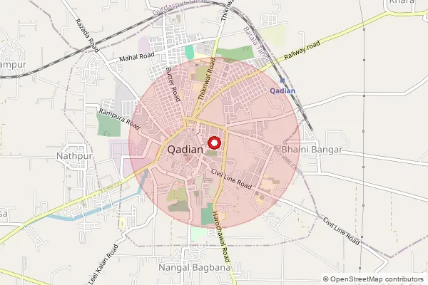 Map showing approximate area covered by Pincode 143516 — Dhandal Bo, Gurdaspur