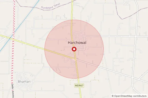 Map showing approximate area covered by Pincode 143527 — Bharath Bo, Gurdaspur