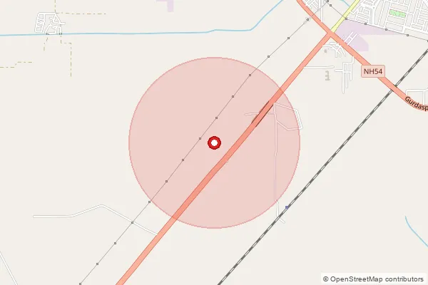 Map showing approximate area covered by Pincode 143529 — Babri Bo, Gurdaspur