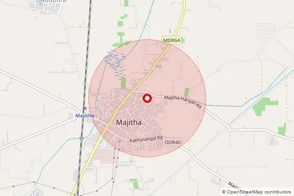 Map showing approximate area covered by Pincode 143601 — Budha Theh Bo, Amritsar