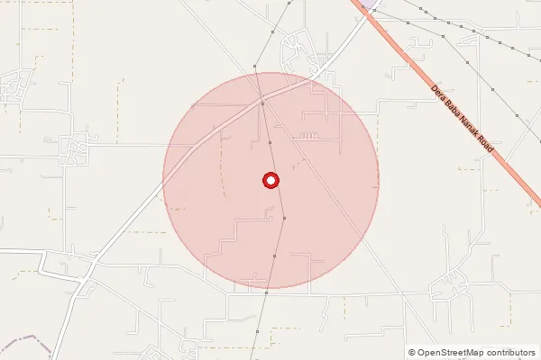 Map showing approximate area covered by Pincode 143605 — Dharowali Bo, Gurdaspur