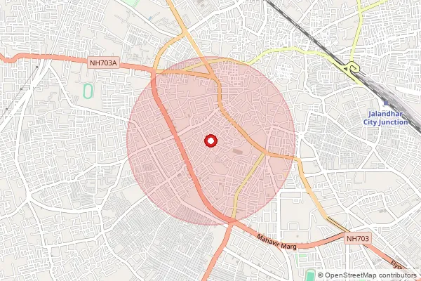 Map showing approximate area covered by Pincode 144001 — Jalandhar City Ho, Jalandhar