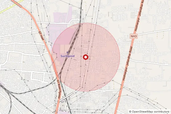 Map showing approximate area covered by Pincode 144009 — Regional Campus Gndu So, Jalandhar