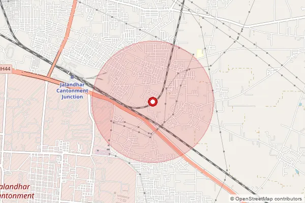 Map showing approximate area covered by Pincode 144010 — Dhanowali So, Jalandhar