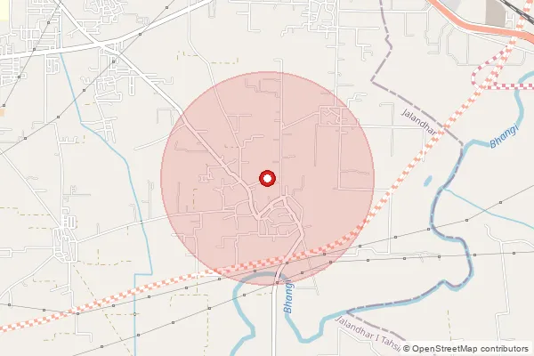 Map showing approximate area covered by Pincode 144024 — Khusropur Bo, Jalandhar