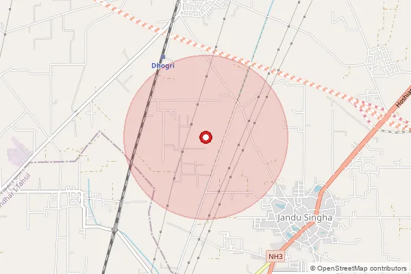 Map showing approximate area covered by Pincode 144025 — Hazara Bo, Jalandhar