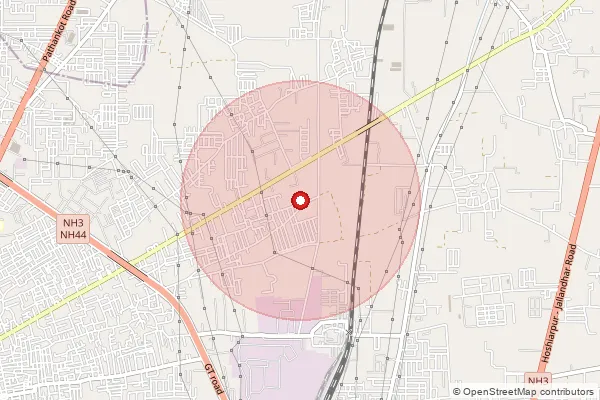 Map showing approximate area covered by Pincode 144026 — Khambra Bo, Jalandhar