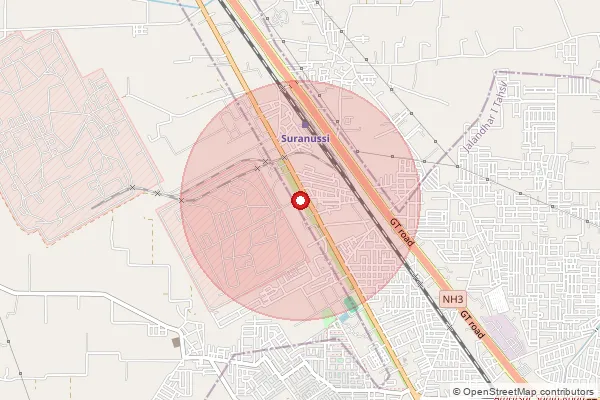 Map showing approximate area covered by Pincode 144027 — Rec Jalandhar So, Jalandhar