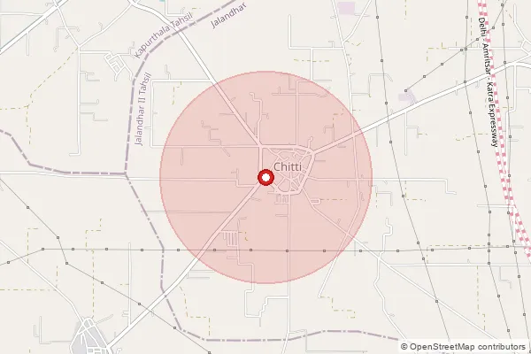 Map showing approximate area covered by Pincode 144028 — Chitti So, Jalandhar