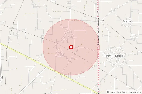 Map showing approximate area covered by Pincode 144031 — Rurka Kalan So, Jalandhar