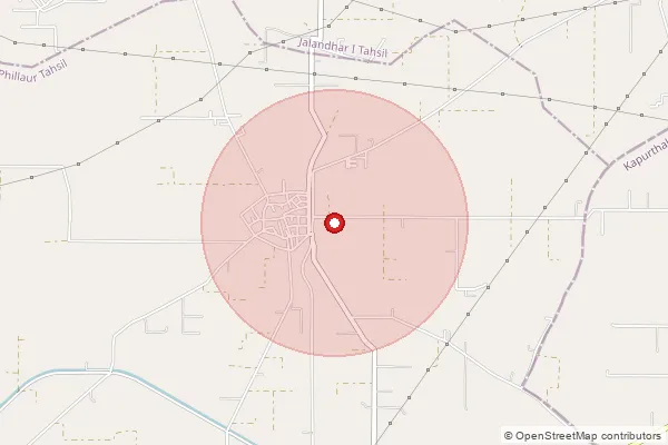 Map showing approximate area covered by Pincode 144032 — Daduwal Bo, Jalandhar