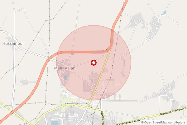 Map showing approximate area covered by Pincode 144040 — Bhullar Bo, Jalandhar