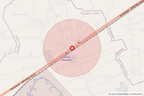 Map showing approximate area covered by Pincode 144106 — Jalbhe Bo, Jalandhar