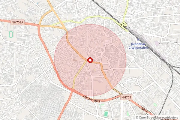 Map showing approximate area covered by Pincode 144201 — Binpalke Bo, Jalandhar