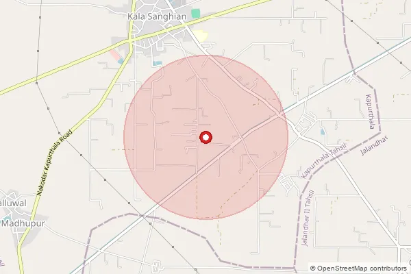 Map showing approximate area covered by Pincode 144202 — Jalalpur Bo, Hoshiarpur