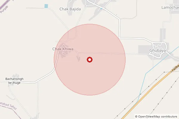 Map showing approximate area covered by Pincode 144204 — Kurala Kalan Bo, Hoshiarpur