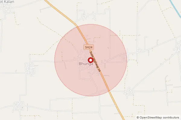 Map showing approximate area covered by Pincode 144210 — Chak Ladhian Bo, Hoshiarpur