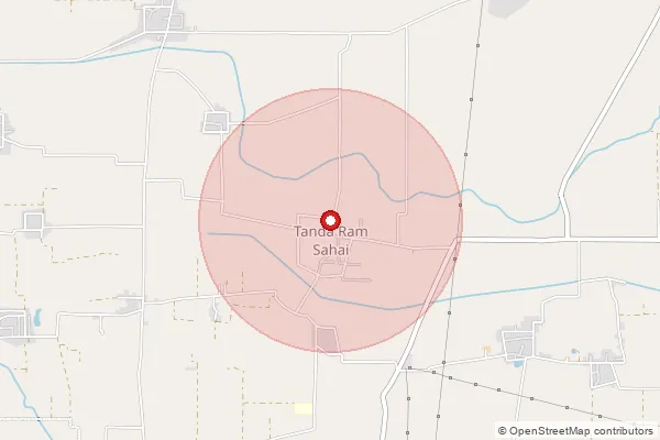 Map showing approximate area covered by Pincode 144214 — Baja Chak Bo, Hoshiarpur