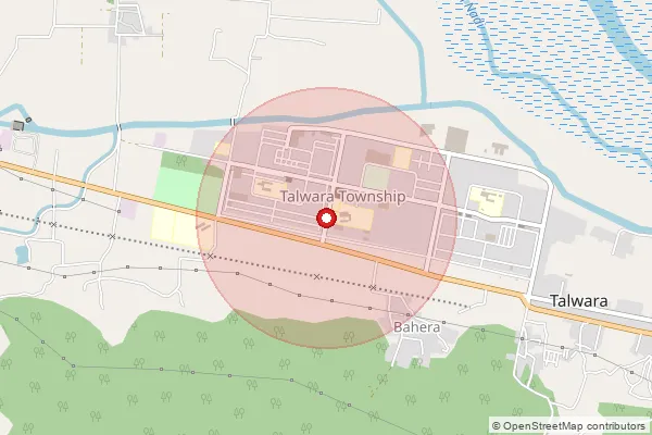 Map showing approximate area covered by Pincode 144216 — Rajwal Bo, Hoshiarpur