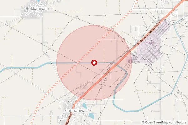 Map showing approximate area covered by Pincode 144223 — Behlakhan Bo, Hoshiarpur