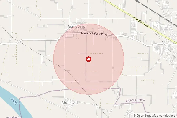 Map showing approximate area covered by Pincode 144410 — Kadiana Bo, Jalandhar