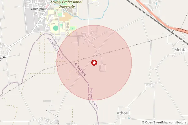Map showing approximate area covered by Pincode 144411 — Chiheru Bo, Kapurthala