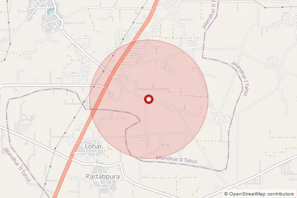 Map showing approximate area covered by Pincode 144415 — Lassara So, Shahid Bhagat Singh Nagar
