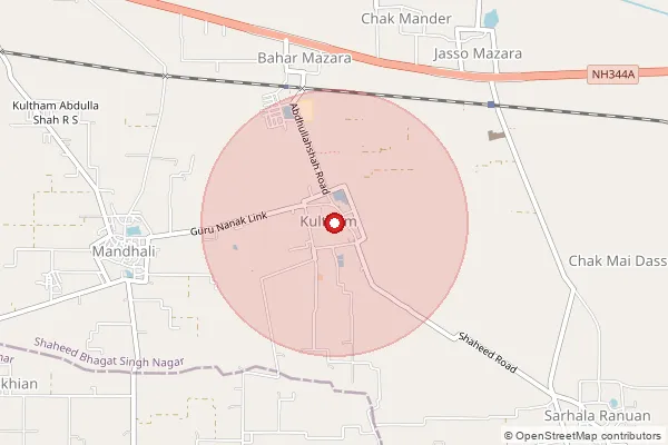 Map showing approximate area covered by Pincode 144501 — Jasso Mazara Bo, Shahid Bhagat Singh Nagar