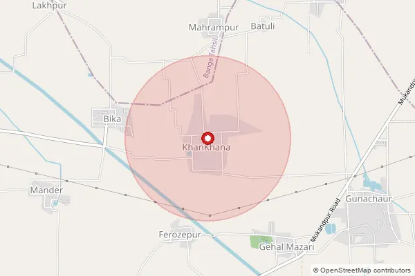 Map showing approximate area covered by Pincode 144509 — Khankhana So, Shahid Bhagat Singh Nagar