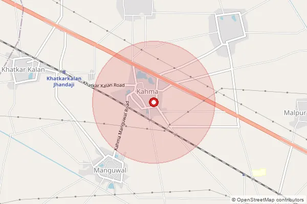 Map showing approximate area covered by Pincode 144512 — Kahma So, Shahid Bhagat Singh Nagar
