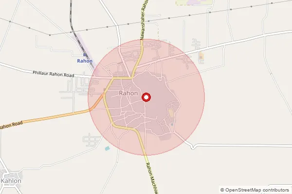 Map showing approximate area covered by Pincode 144517 — Rahon So, Shahid Bhagat Singh Nagar