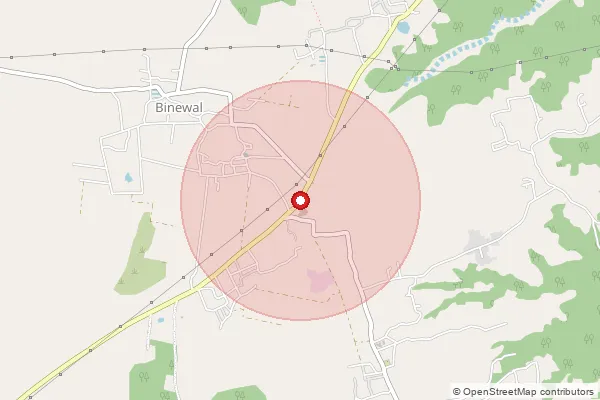 Map showing approximate area covered by Pincode 144523 — Kalewal Bo, Hoshiarpur