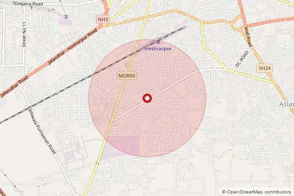 Map showing approximate area covered by Pincode 144533 — Asron S.O, Shahid Bhagat Singh Nagar