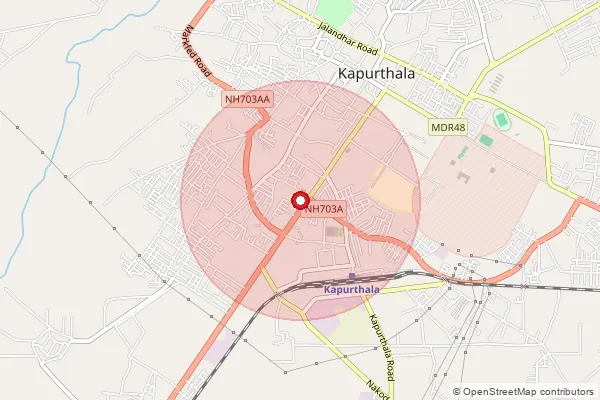 Map showing approximate area covered by Pincode 144601 — Kapurthala Ho, Kapurthala