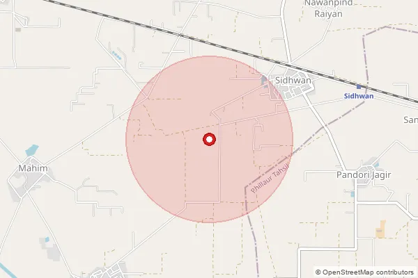 Map showing approximate area covered by Pincode 144625 — Sandhu Chatha Bo, Kapurthala