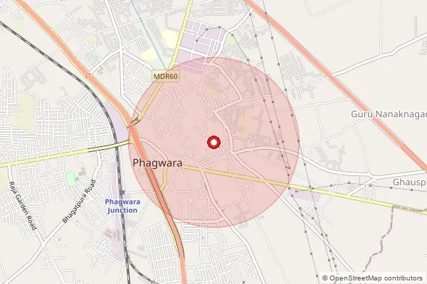 Map showing approximate area covered by Pincode 144632 — Mehli Bo, Shahid Bhagat Singh Nagar