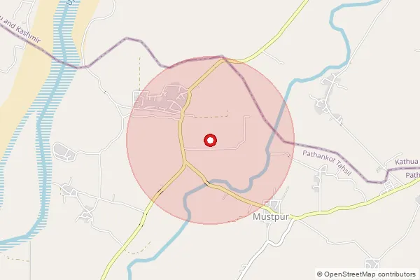 Map showing approximate area covered by Pincode 145027 — Janial Bo, Pathankot