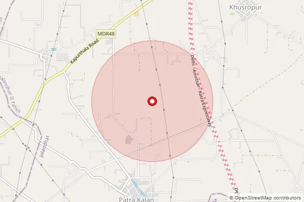 Map showing approximate area covered by Pincode 146021 — Bassi Gulam Hussain Bo, Hoshiarpur