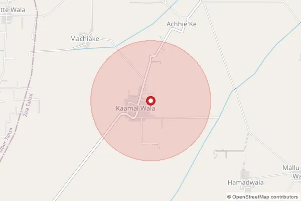 Map showing approximate area covered by Pincode 146022 — Fatehgarh Niara Bo, Hoshiarpur