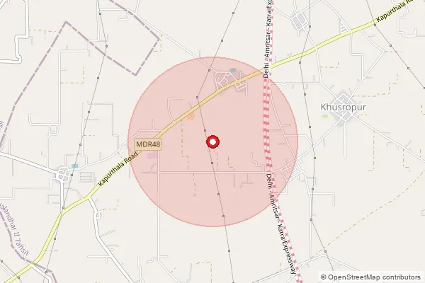Map showing approximate area covered by Pincode 146023 — Bajwara So, Hoshiarpur