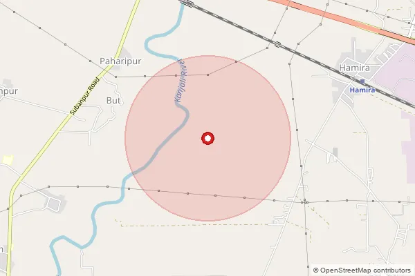 Map showing approximate area covered by Pincode 146105 — Bahowal Bo, Hoshiarpur