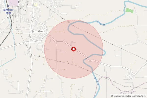 Map showing approximate area covered by Pincode 146109 — Gandhowal Bo, Hoshiarpur