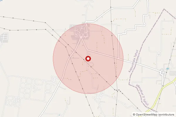 Map showing approximate area covered by Pincode 146111 — Ajram Bo, Hoshiarpur